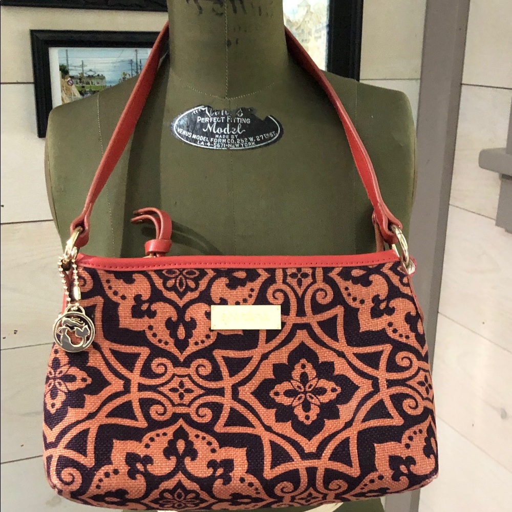 Spartina 449 Coral and Navy Woven Shoulder Bag